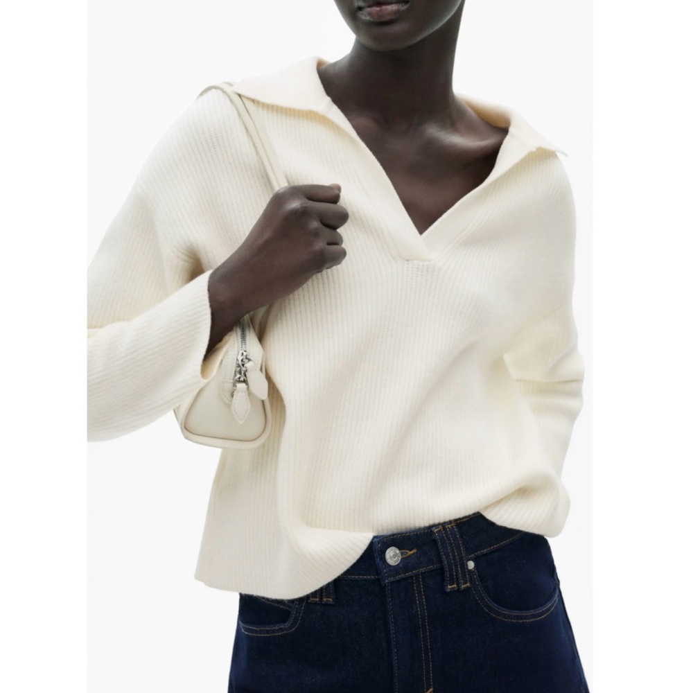 Mango Cream Ribbed Sweater